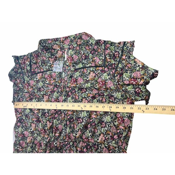 Free People Daybreak Floral Print Long Sleeve Shirt With Ruffle Details Large - Picture 13 of 15